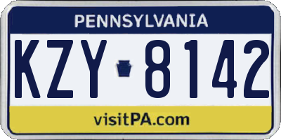 PA license plate KZY8142