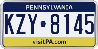 PA license plate KZY8145