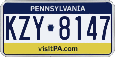 PA license plate KZY8147