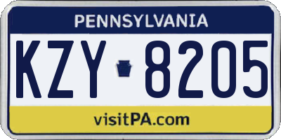 PA license plate KZY8205