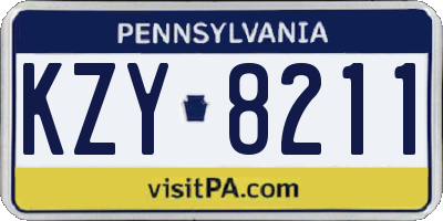 PA license plate KZY8211