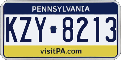 PA license plate KZY8213