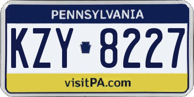 PA license plate KZY8227