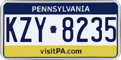 PA license plate KZY8235