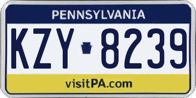 PA license plate KZY8239