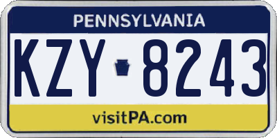 PA license plate KZY8243