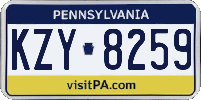 PA license plate KZY8259