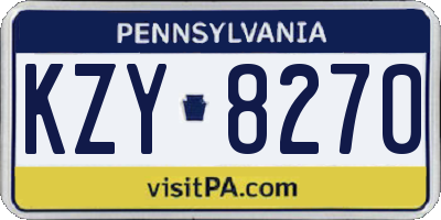 PA license plate KZY8270