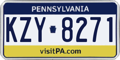 PA license plate KZY8271