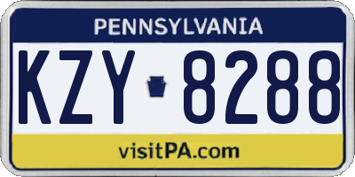 PA license plate KZY8288