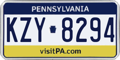 PA license plate KZY8294