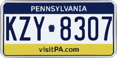 PA license plate KZY8307