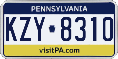 PA license plate KZY8310
