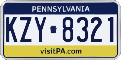 PA license plate KZY8321