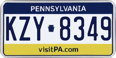 PA license plate KZY8349