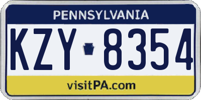 PA license plate KZY8354