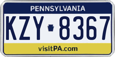 PA license plate KZY8367