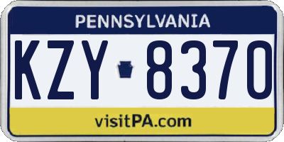 PA license plate KZY8370