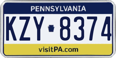 PA license plate KZY8374
