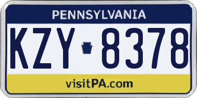 PA license plate KZY8378