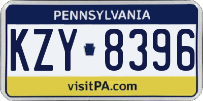 PA license plate KZY8396