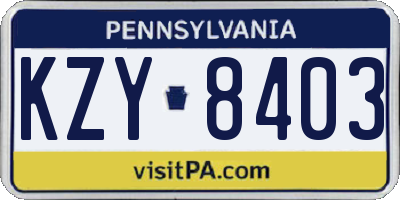 PA license plate KZY8403