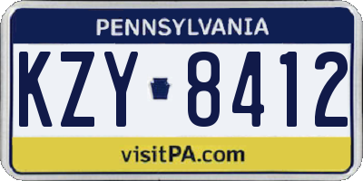 PA license plate KZY8412