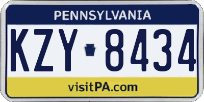 PA license plate KZY8434