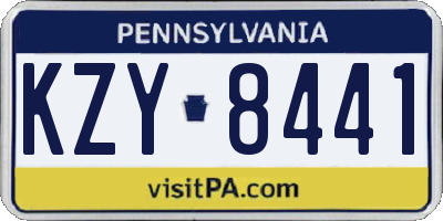PA license plate KZY8441