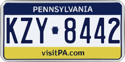 PA license plate KZY8442