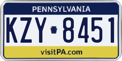 PA license plate KZY8451