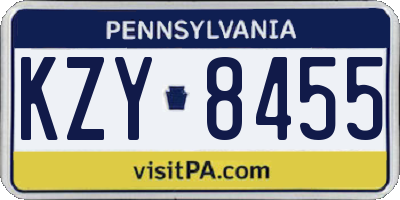 PA license plate KZY8455