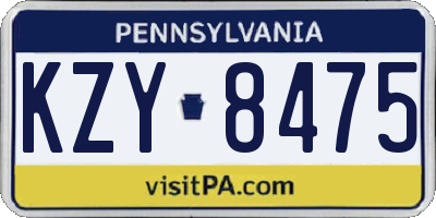 PA license plate KZY8475