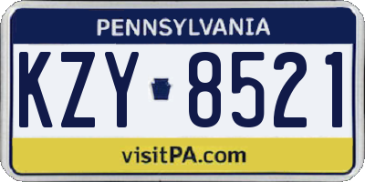 PA license plate KZY8521