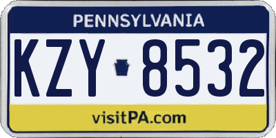 PA license plate KZY8532