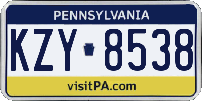 PA license plate KZY8538