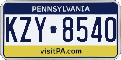 PA license plate KZY8540