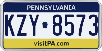 PA license plate KZY8573