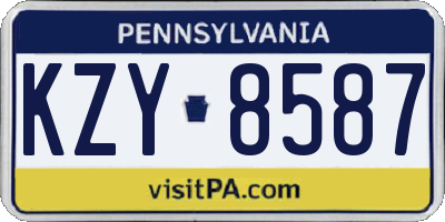 PA license plate KZY8587