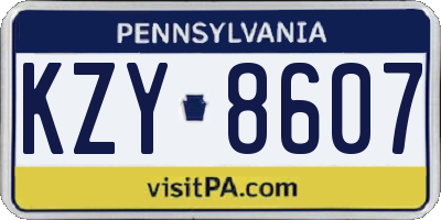 PA license plate KZY8607
