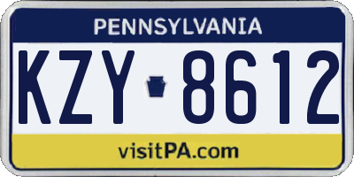 PA license plate KZY8612