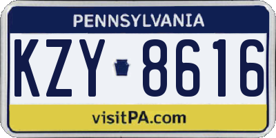 PA license plate KZY8616