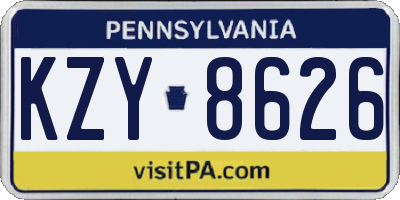 PA license plate KZY8626