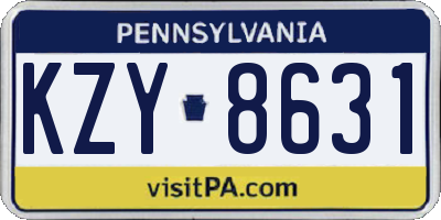 PA license plate KZY8631
