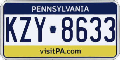 PA license plate KZY8633