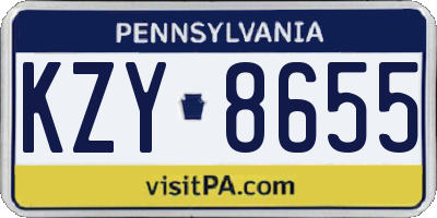 PA license plate KZY8655