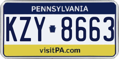 PA license plate KZY8663