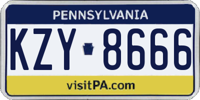 PA license plate KZY8666