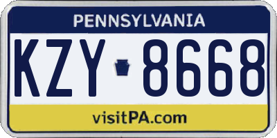 PA license plate KZY8668