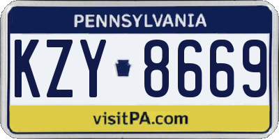 PA license plate KZY8669